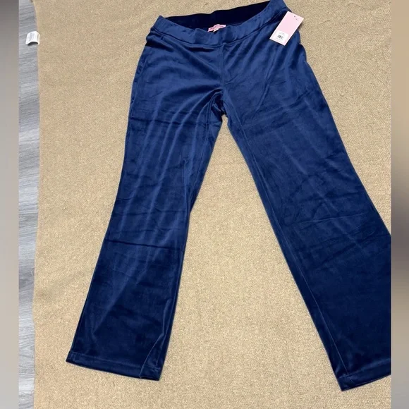 Juicy Couture Velour Track Pants Navy Blue Bling Logo NWT Large - Picture 13 of 15